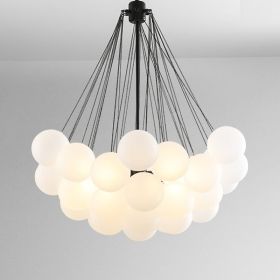 Creative Light Luxury Ball White Glass Bubble Post-modern Living Room Pendant Lamp (Option: Large black-Without bulb)