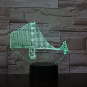 Manhattan Bridge Night Light Creative Gift Illusion Led Colorful Light (Option: Modelwith alarm clockbase)