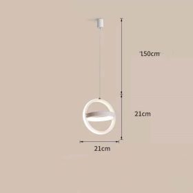 Bedside Chandelier Bedroom Dining Room Bar Long Line Single Head (Option: White circle-White light)