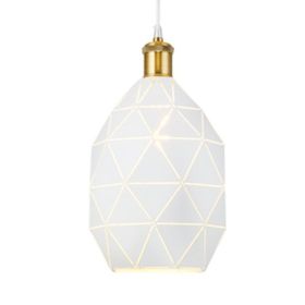 Simple Modern Bar Dining Room Single Iron Pendant Lamp Retro Hollowed Out Aisle Pendant Lamp (Option: L White 200x360-White light)