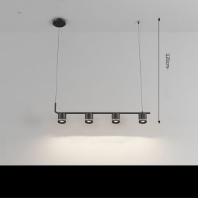 Dining Room Chandelier Modern Simple Personality Art Bedroom Bedside Chandelier (Option: Black-4heads-Three color dimming)