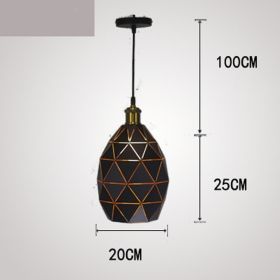 Simple Modern Bar Dining Room Single Iron Pendant Lamp Retro Hollowed Out Aisle Pendant Lamp (Option: L Black 200x360-White light)