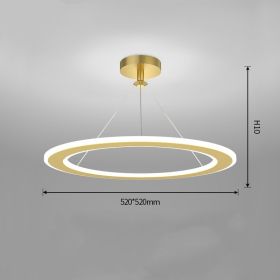 Simple Modern Circular Bedroom Study Chandelier (Option: Gold-Trichromatic light-520x520mm)